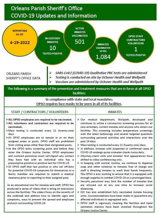 OPSO COVID-19 Update